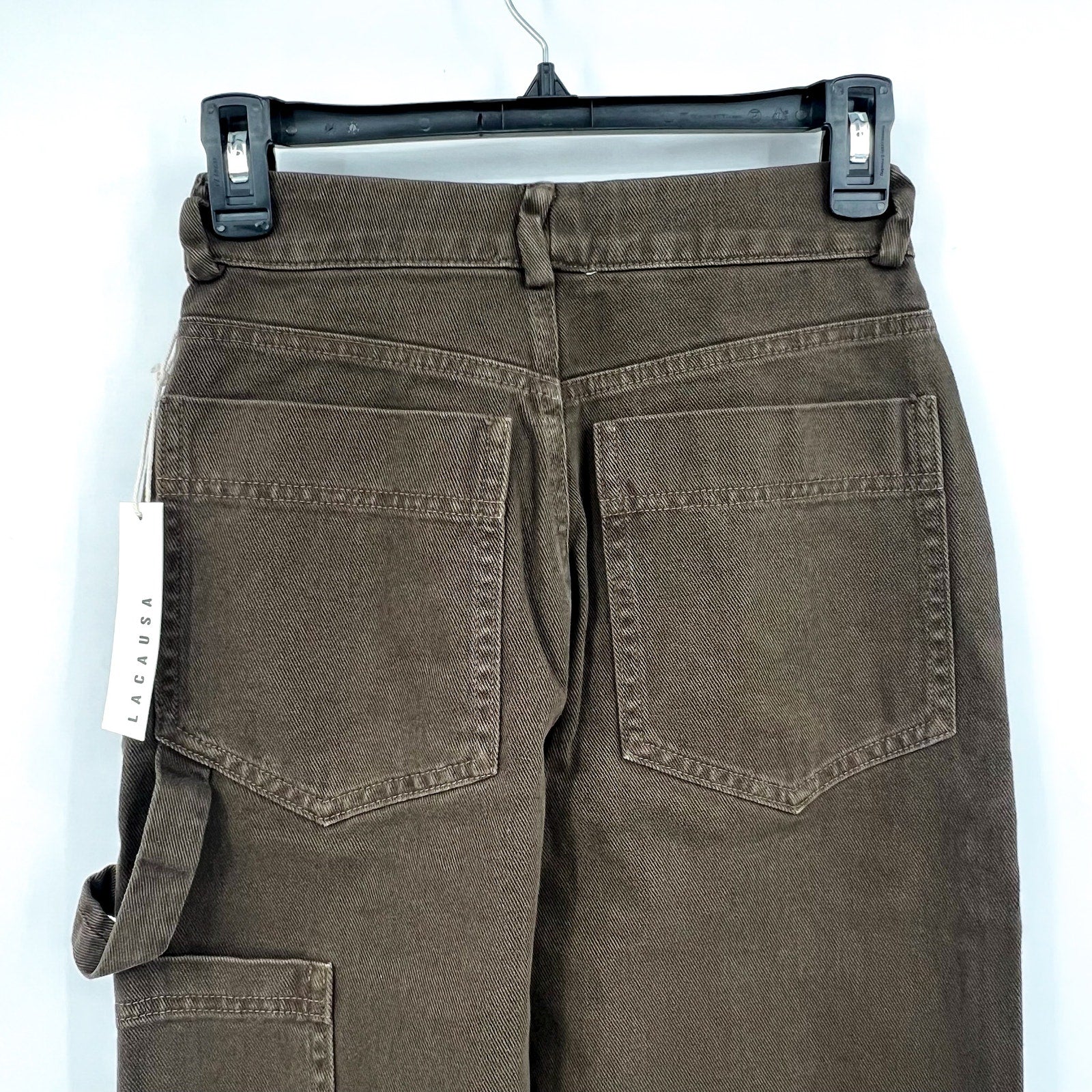 LACAUSA Women's Aiden Trouser Jeans Size 2 Green Brown Nori Wash Mid Rise NWT