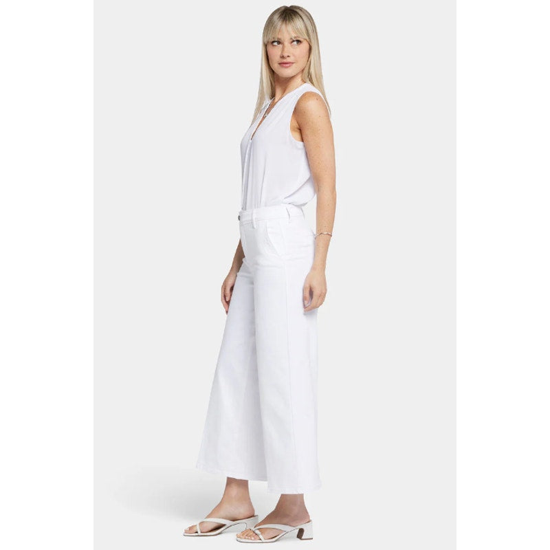 NYDJ Women's Mona Wide Leg Trouser Ankle Jeans Size 6 Optic White Denim NWT