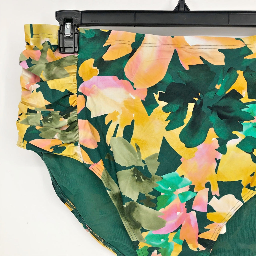 ARTESANDS Les Nabis Botticelli High Waist Bikini Bottom 16 Green Floral Swim NWT