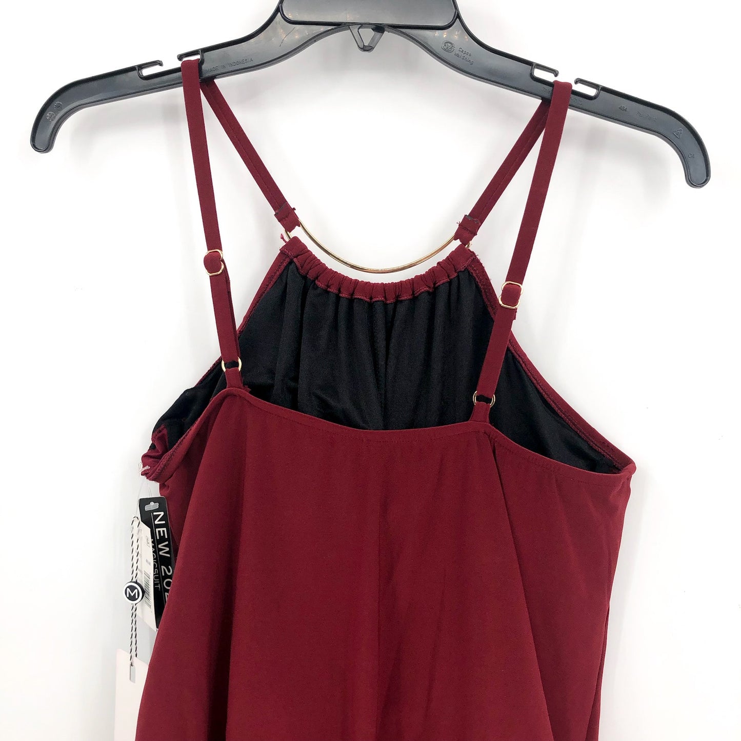 MAGICSUIT Halo Effect Missy Romper Swimsuit Size 10 Red Merlot One Piece NWT