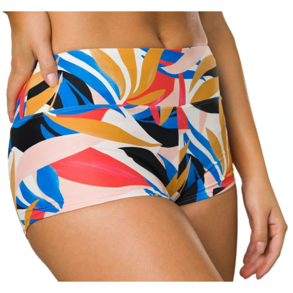 PRANA Women's Datum Swim Bottoms Medium Tropics Print Floral Boy Short NWT