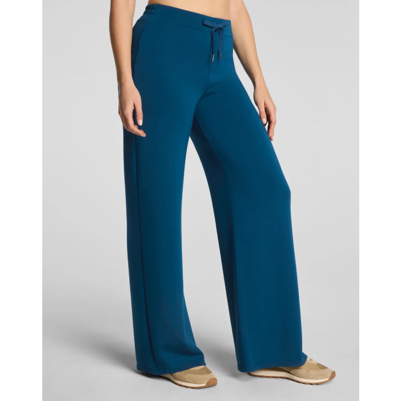 SPANX Women's AirEssentials Wide Leg Pants XL Crystal Teal Blue Knit Stretch NWT