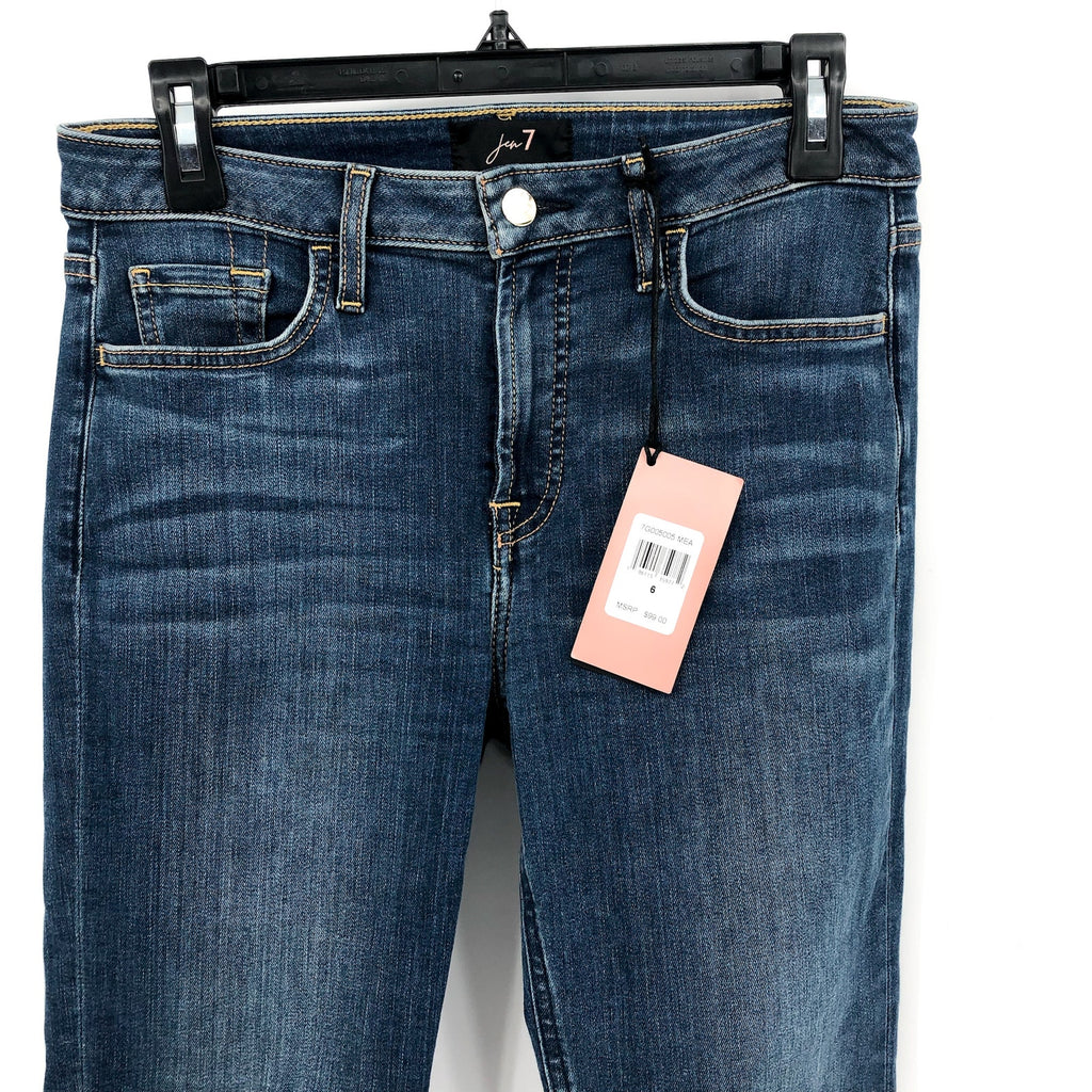 JEN7 Women's High Rise Slim Straight Jeans Size 6 Classic Medium Blue NWT