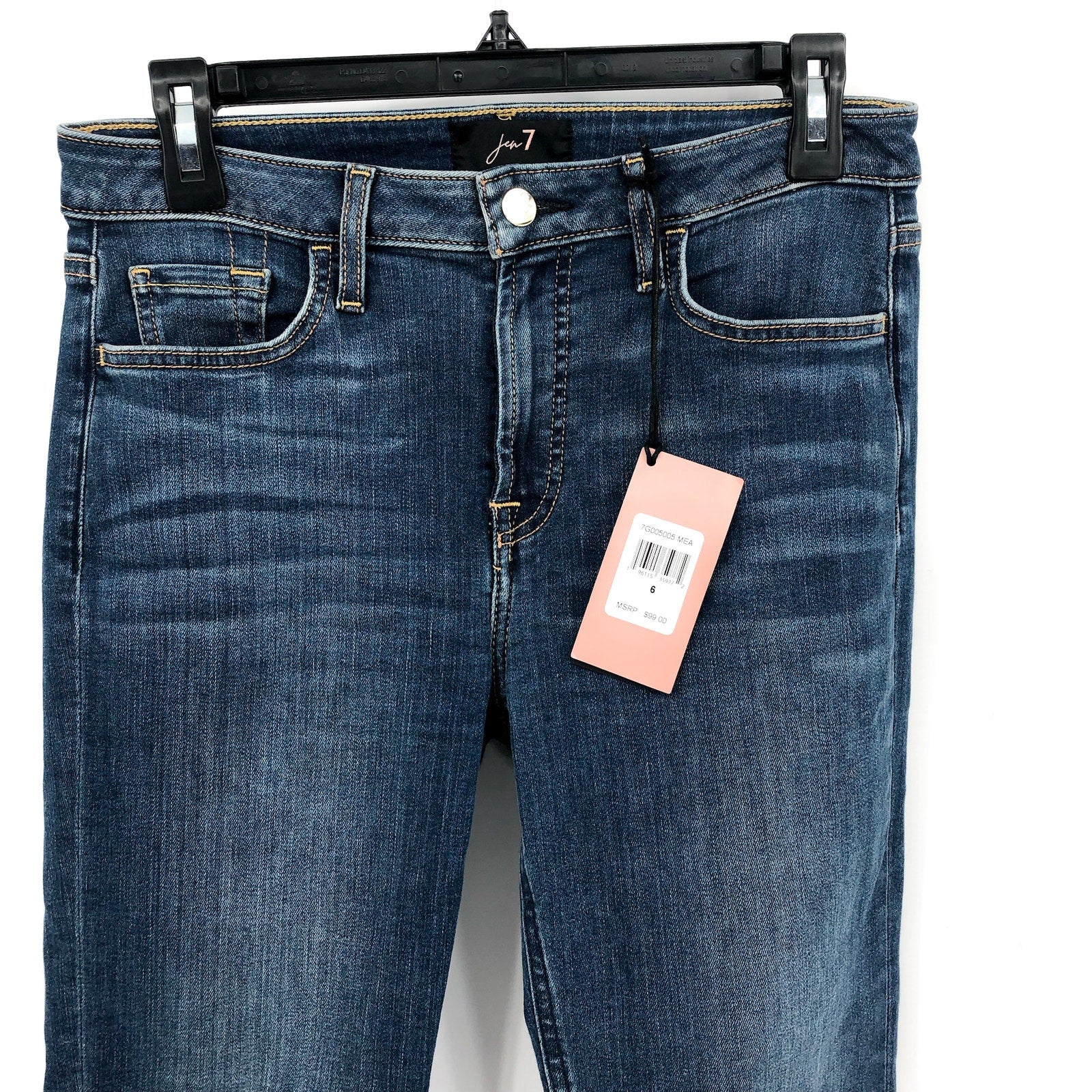 JEN7 Women's High Rise Slim Straight Jeans Size 6 Classic Medium Blue NWT