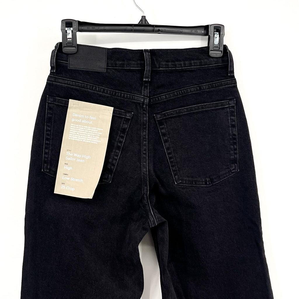 EVERLANE Womens Way-High Sailor Jeans Size 25 US 0 Crop Coal Black Wide Leg NWT