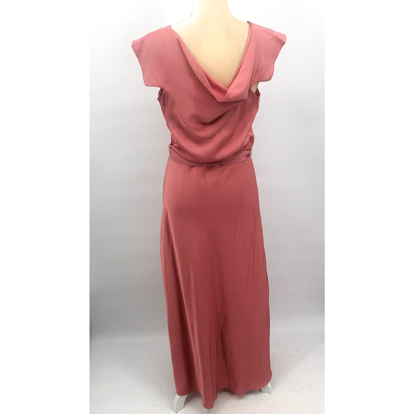 TED BAKER Women's Noemi Midi Dress Size 3 US 8 Dusky Pink V-Neck Bias Cut NWT