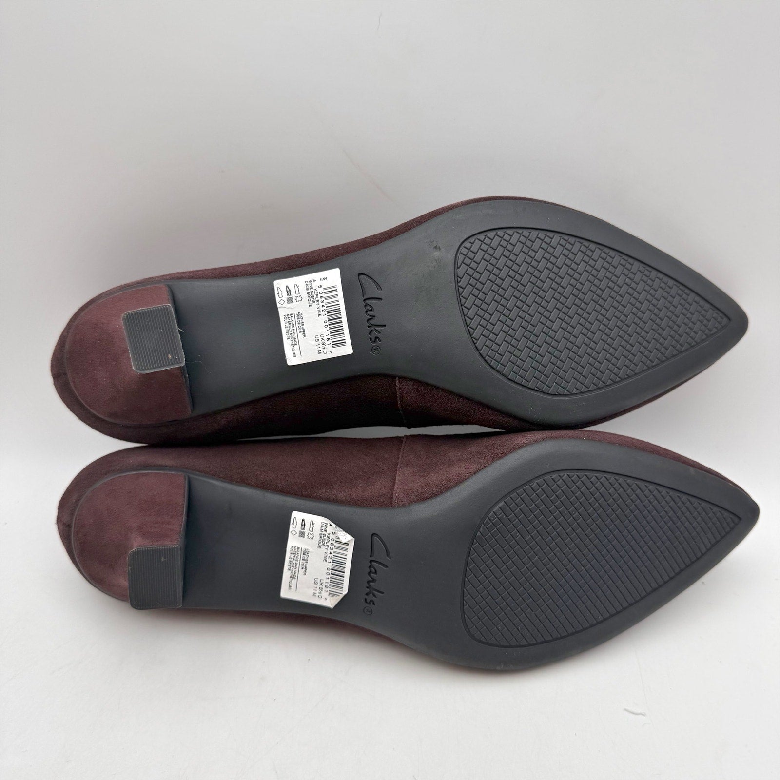 Clarks Womens Kepley Vine Pumps US 11 M Burgundy Purple Heels Suede NWOB