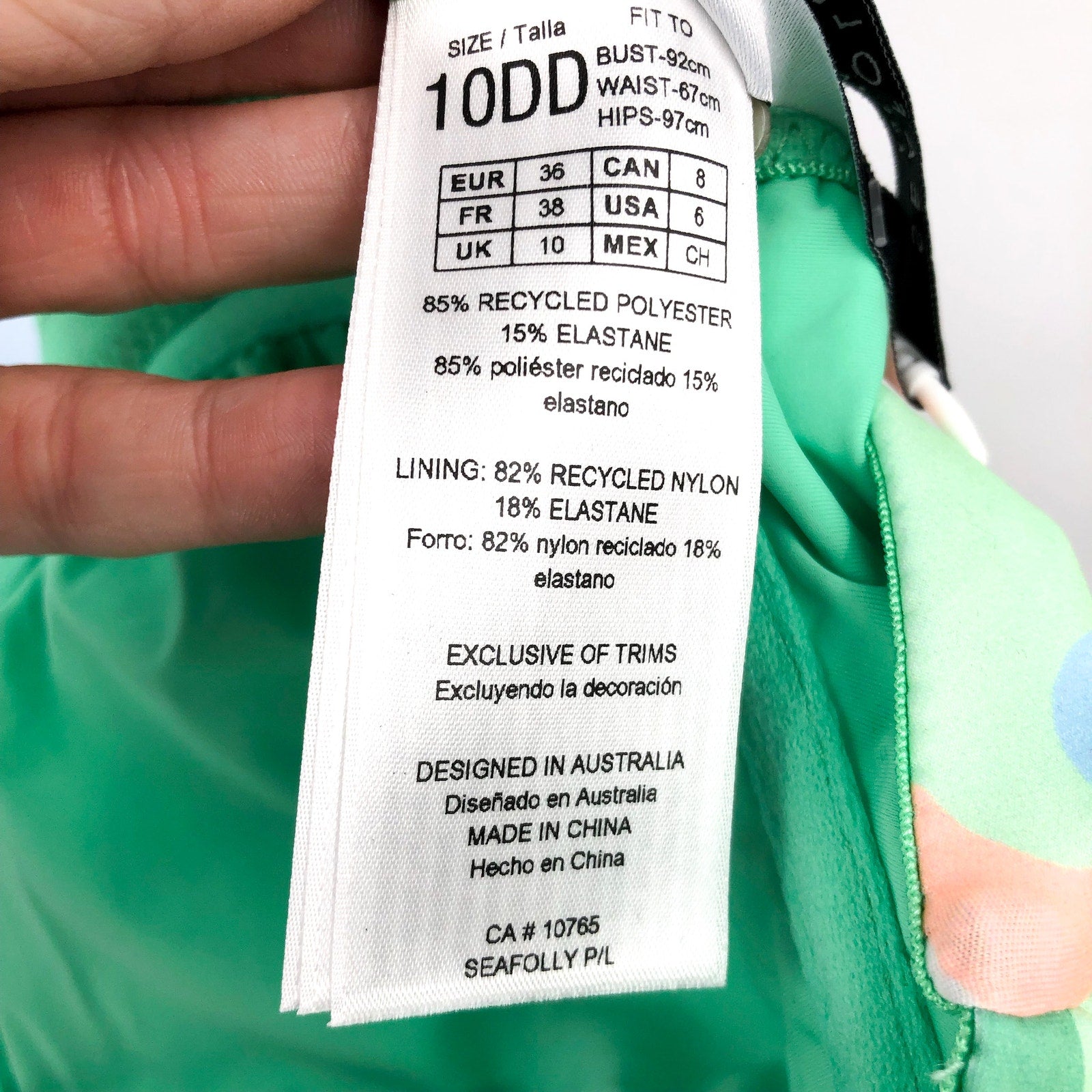 SEAFOLLY Rio Bandeau One Piece Swimsuit Size 6 DD Green Jade Strapless NWT