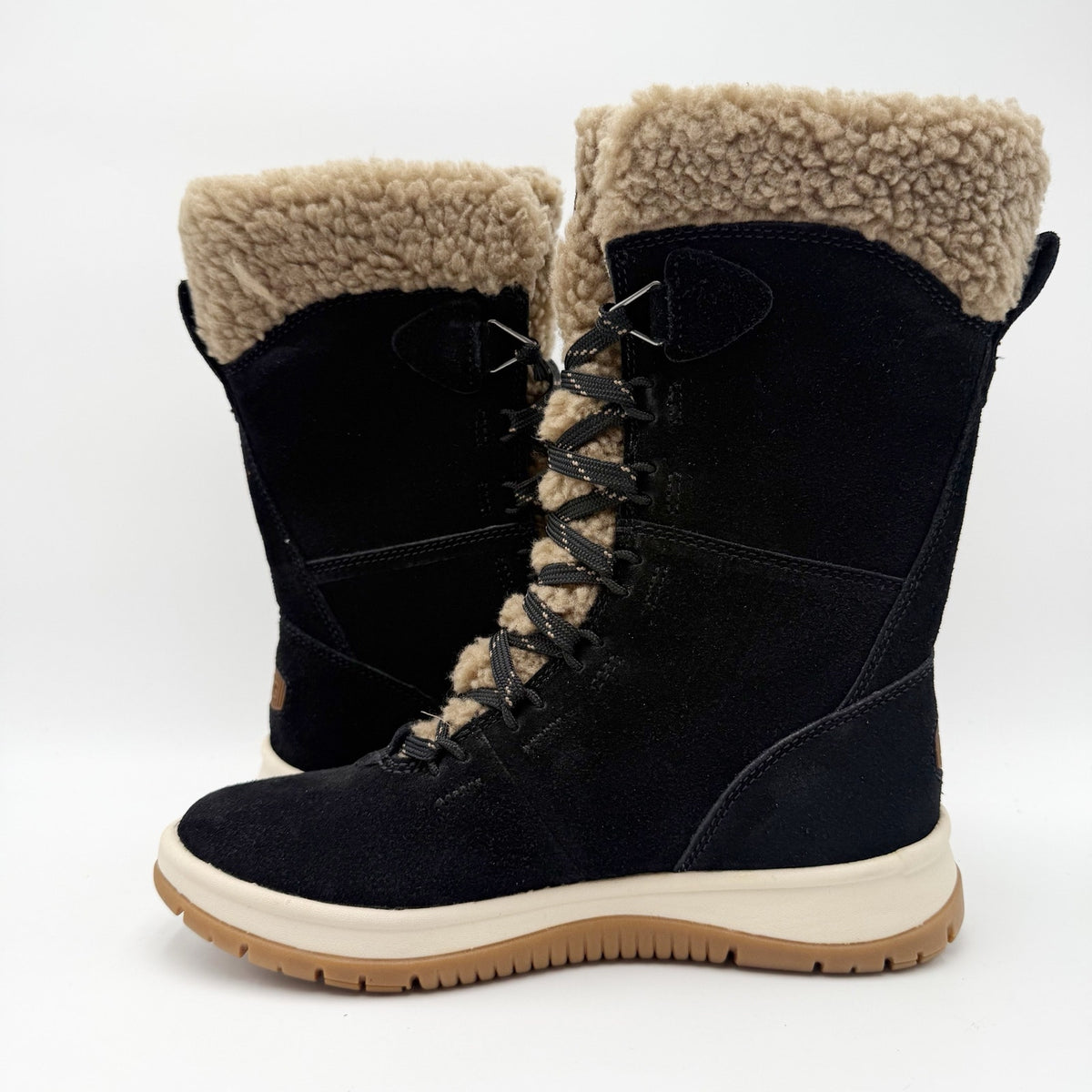 UGG Womens Lakesider Tall Winter Boots Size 5 EU 36 Black Suede Waterproof NWOB