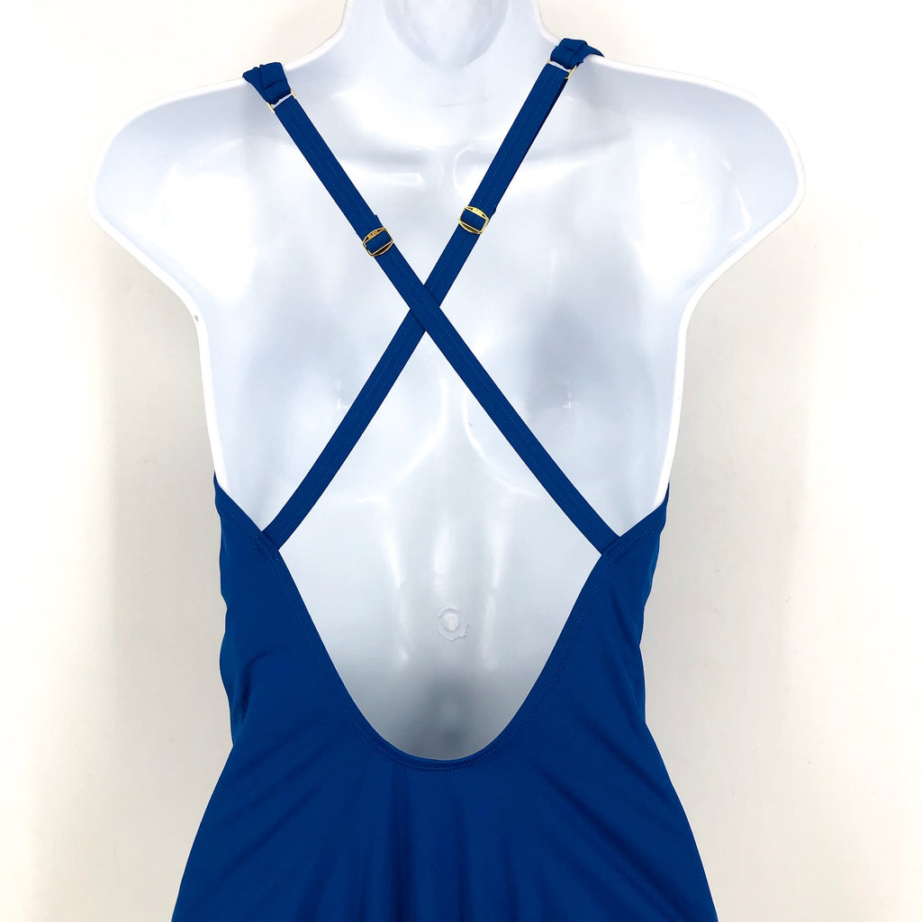 BLEU ROD BEATTIE Ring Master Drape One-Piece Swimsuit Size 8 Blue Azure NWT