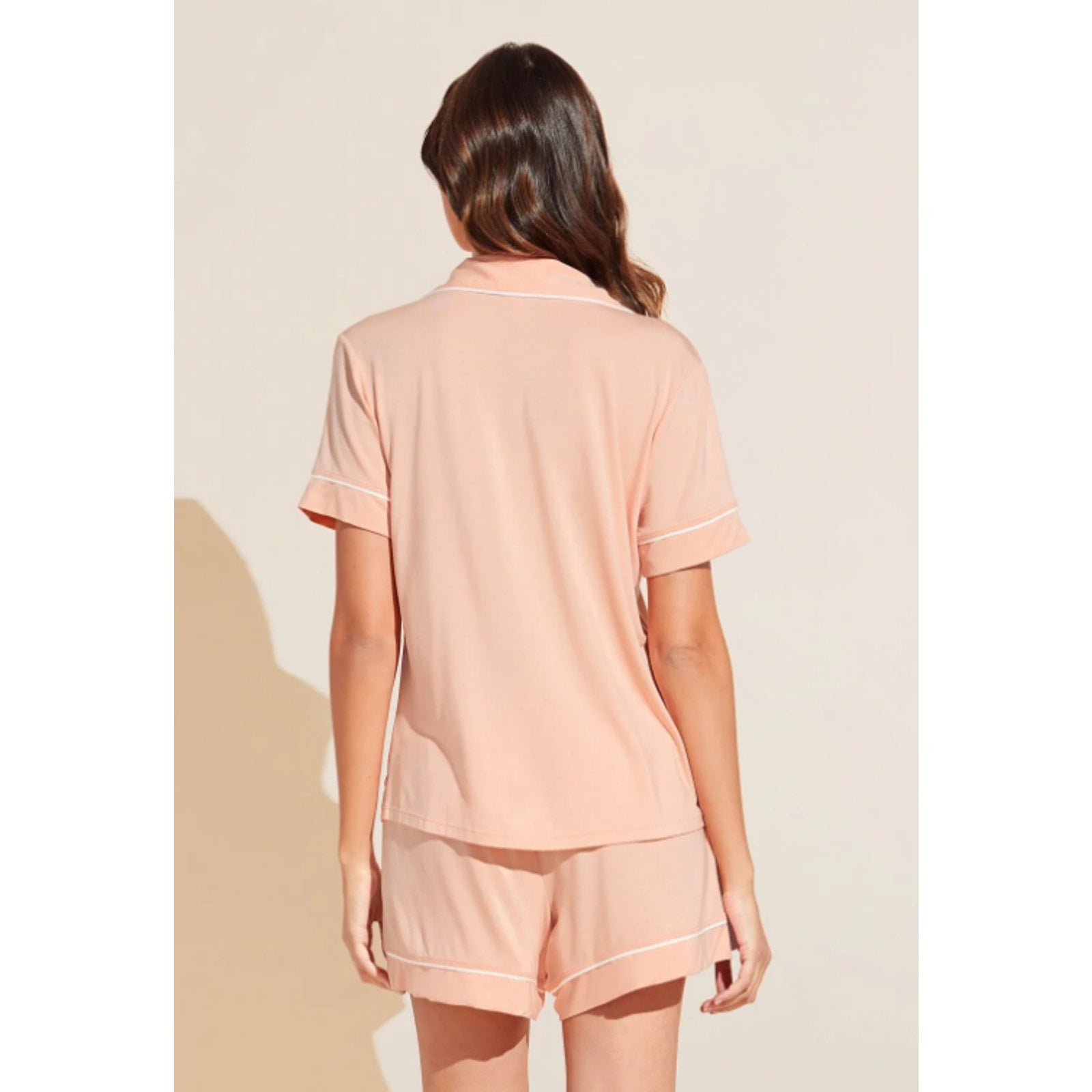 EBERJEY Gisele Shortie Short PJ Set Small Peach Parfait Ivory TENCEL Modal NWT