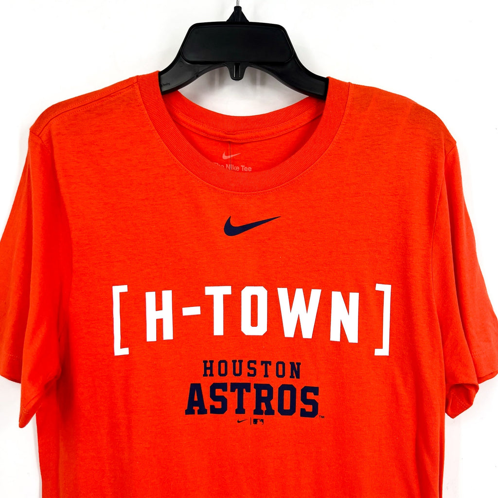 NIKE Mens Houston Astros Graphic T-shirt Small Orange Bracket Team Phrase NWT