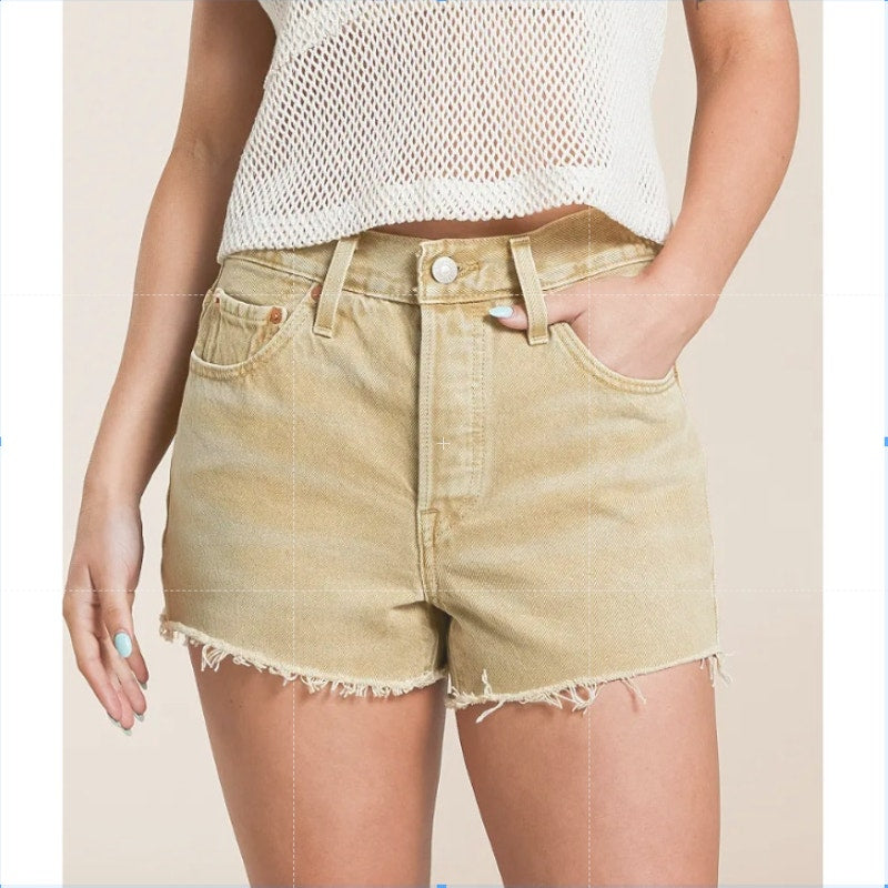 LEVI'S Womens 501 Original Fit Denim Shorts Size 25 US 0 Khaki Tan 563270399 NWT
