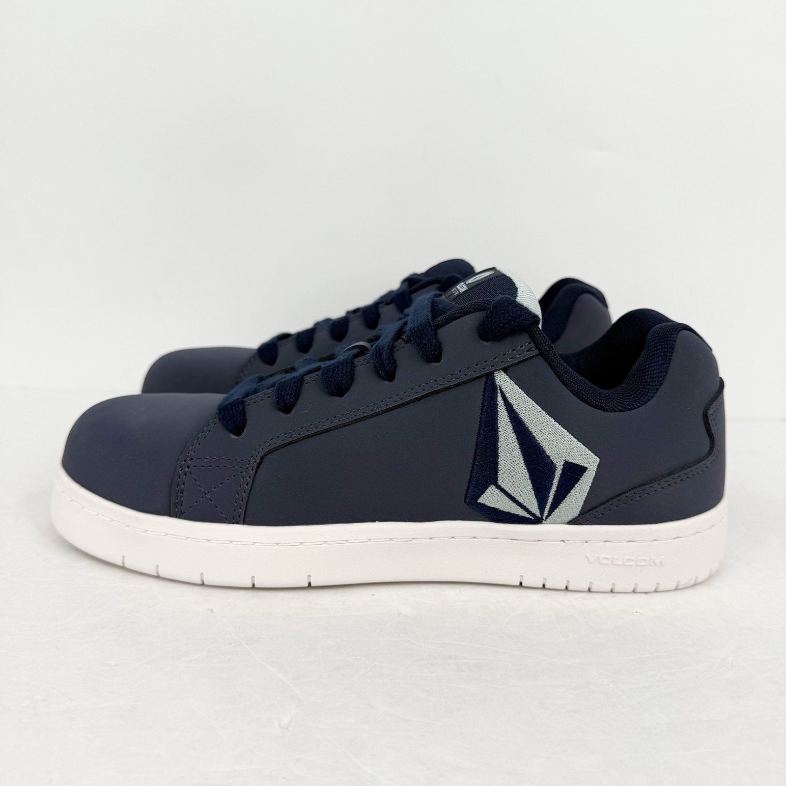 Volcom Mens Stone Comp Toe Work Shoes US 9.5 Navy Blue Leather EH SR NIB