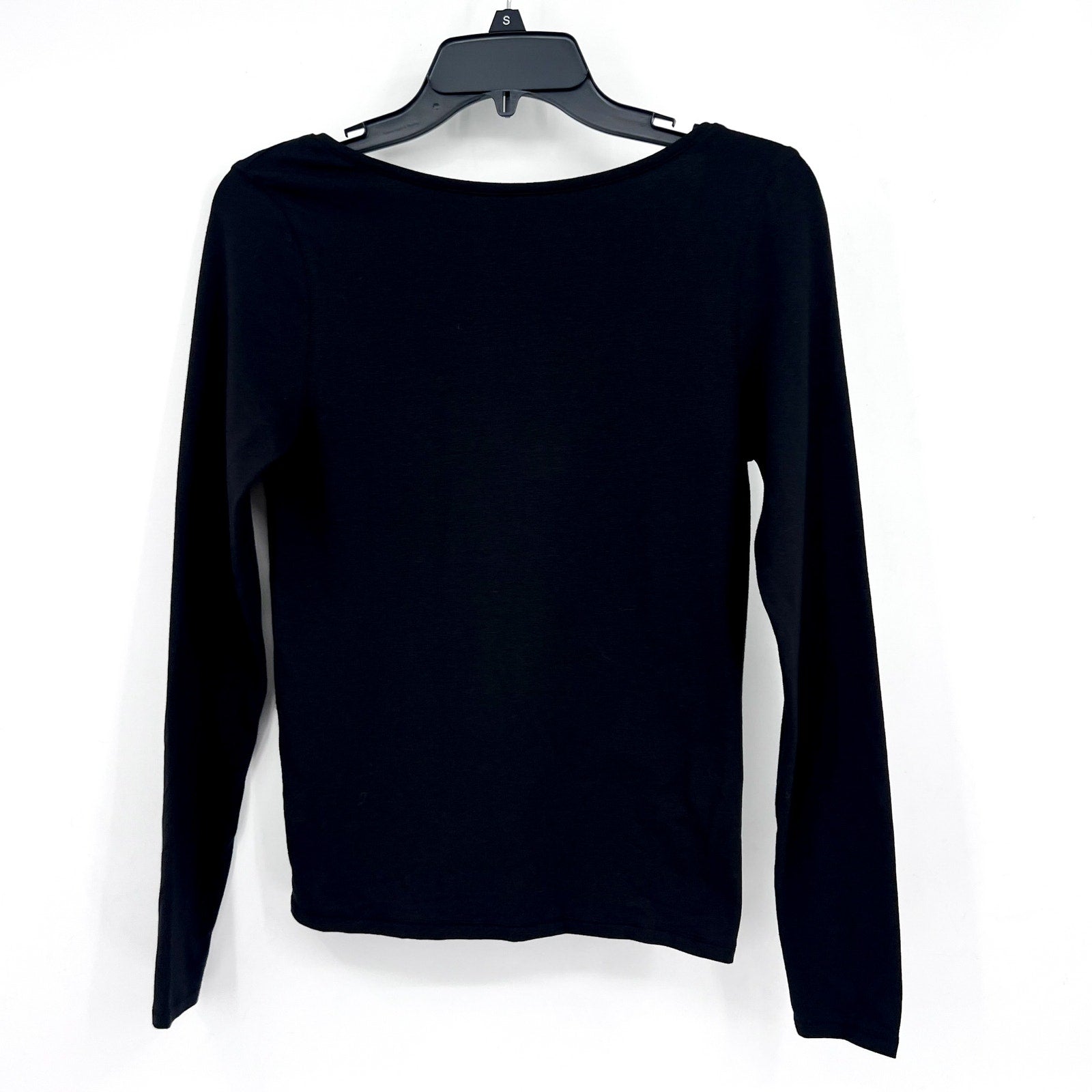 EVERLANE Women's The Supima® Form Scoop-Back Tee Small Black Long Sleeve NWT