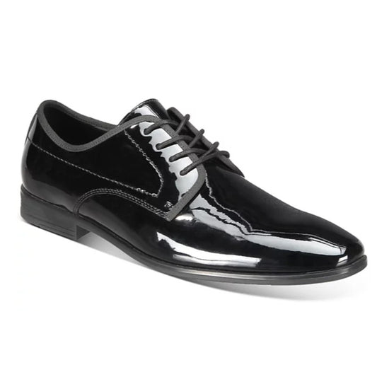 Alfani Mens Warner Oxford Shoes US 10.5 M Black Vegan Patent Leather NIB