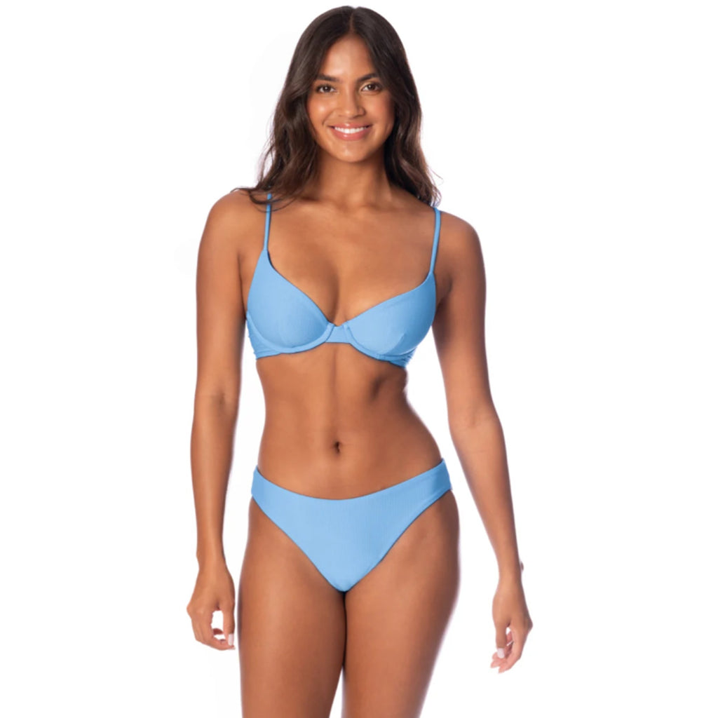 MAAJI Women's Sublimity Classic Bikini Bottom Large Stone Blue Regular Rise NWT