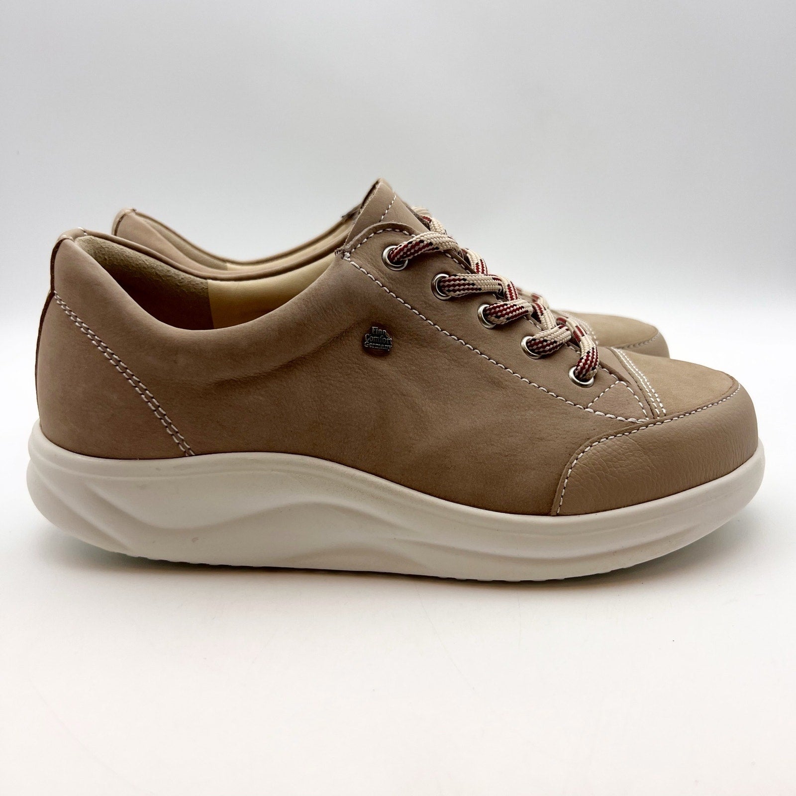 Finn Comfort Womens Ikebukuro Darkbrown Grass Sneakers US Size 7 Tan Leather NIB