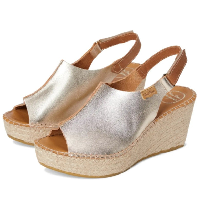 Toni Pons Womens Lugano Espadrille Wedge Sandals EU 39 US Size 8.5 Gold NWOB