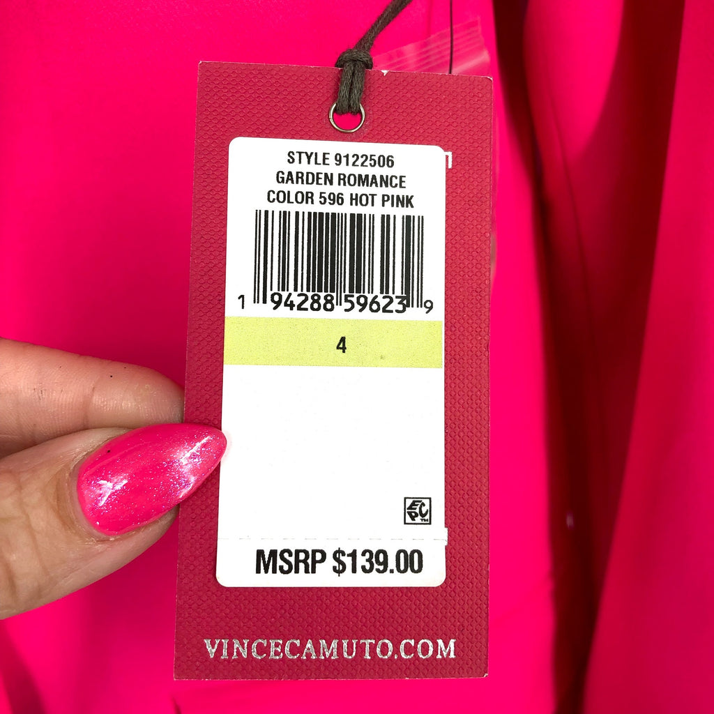 VINCE CAMUTO Womens Garden Romance Blazer Size 4 Hot Pink Jacket NWT