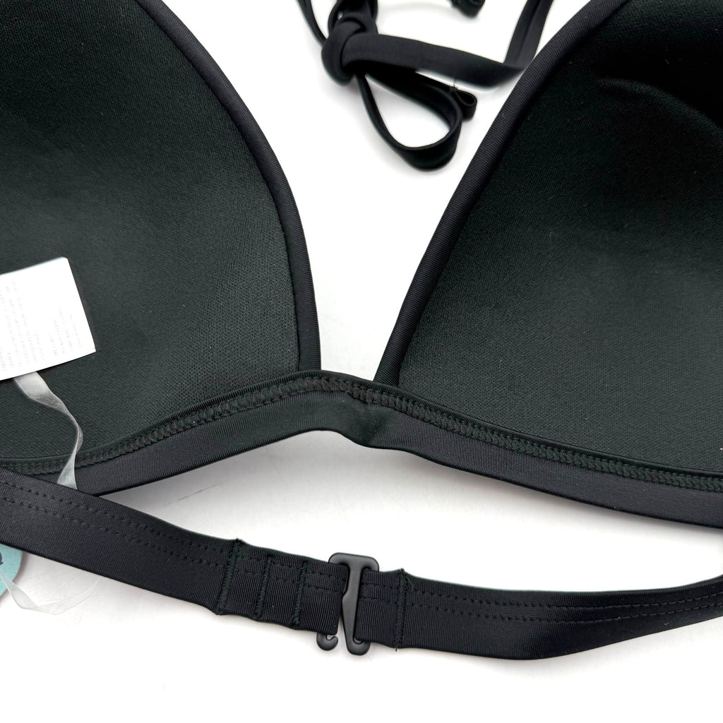 PRANA Women's Lexie Halter Bikini Top Medium Black Stretch UPF 50+ NWT