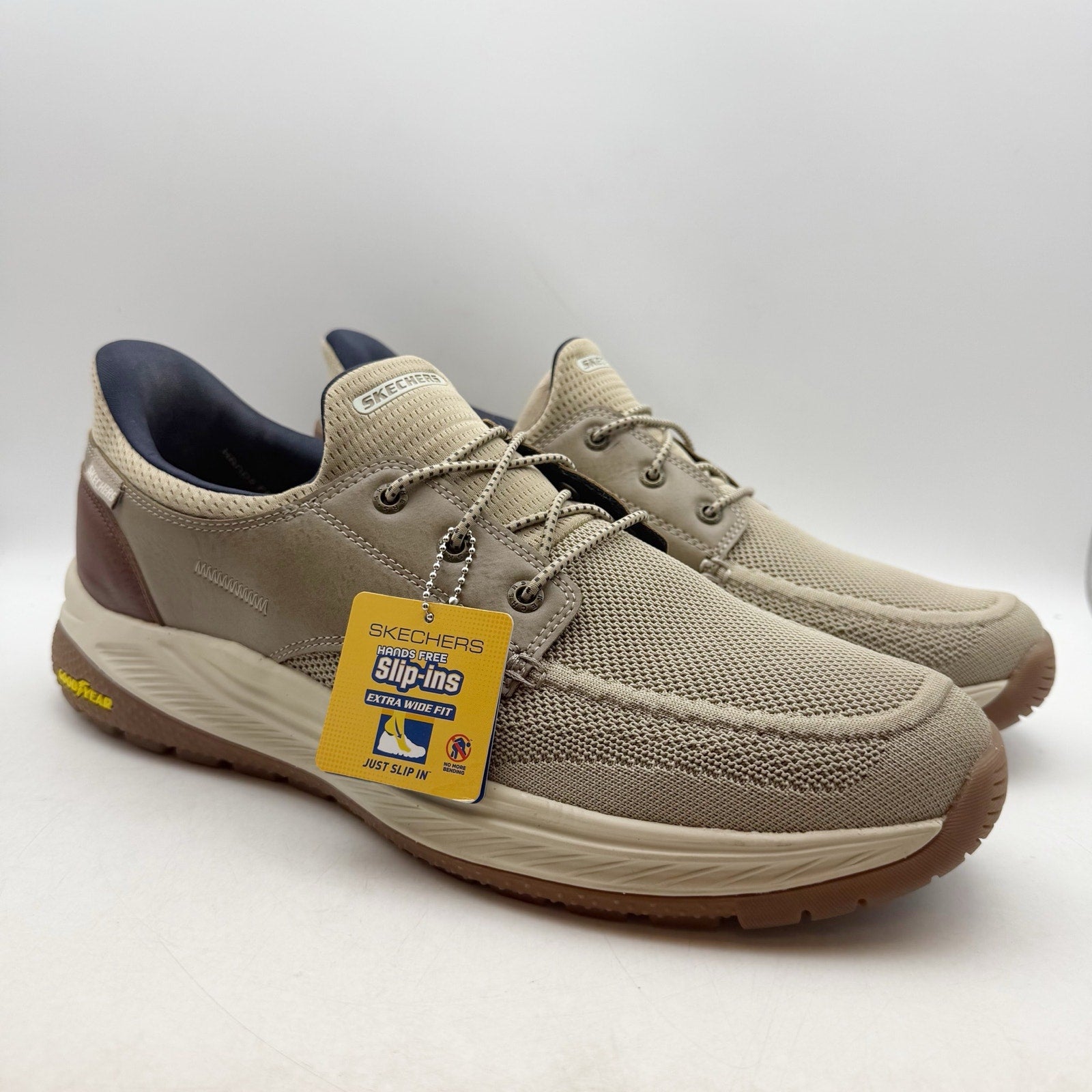 SKECHERS Mens Meroe - Alden Slip On Boat Shoes US 13 WW Taupe Tan Sneakers NWT