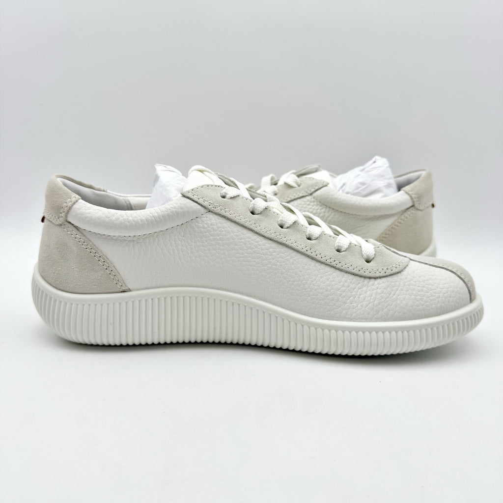 ECCO Womens Soft Zero Sneakers EU 41 US 10-10.5 Cream White Leather NIB