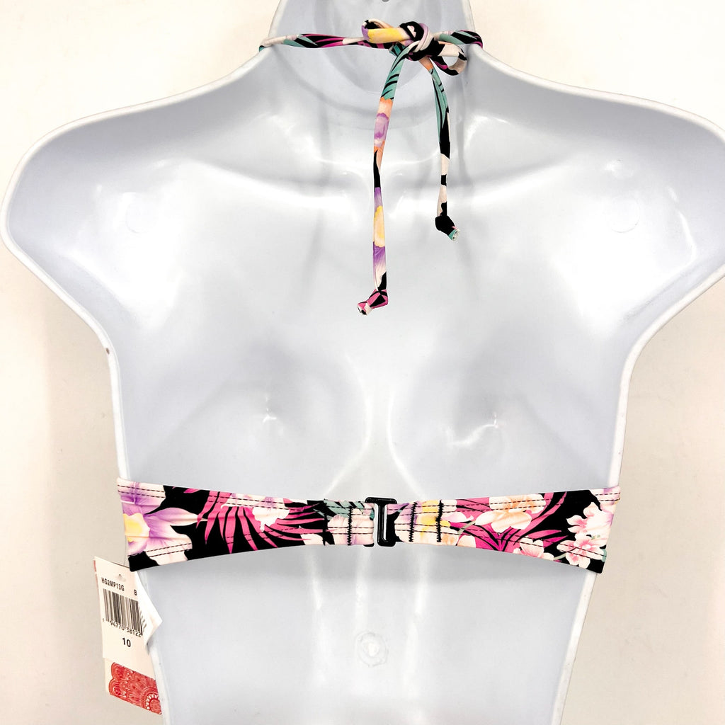 HOBIE Girls Bikini Swim Set Size 10 Black Floral Print Island Hopping NWT