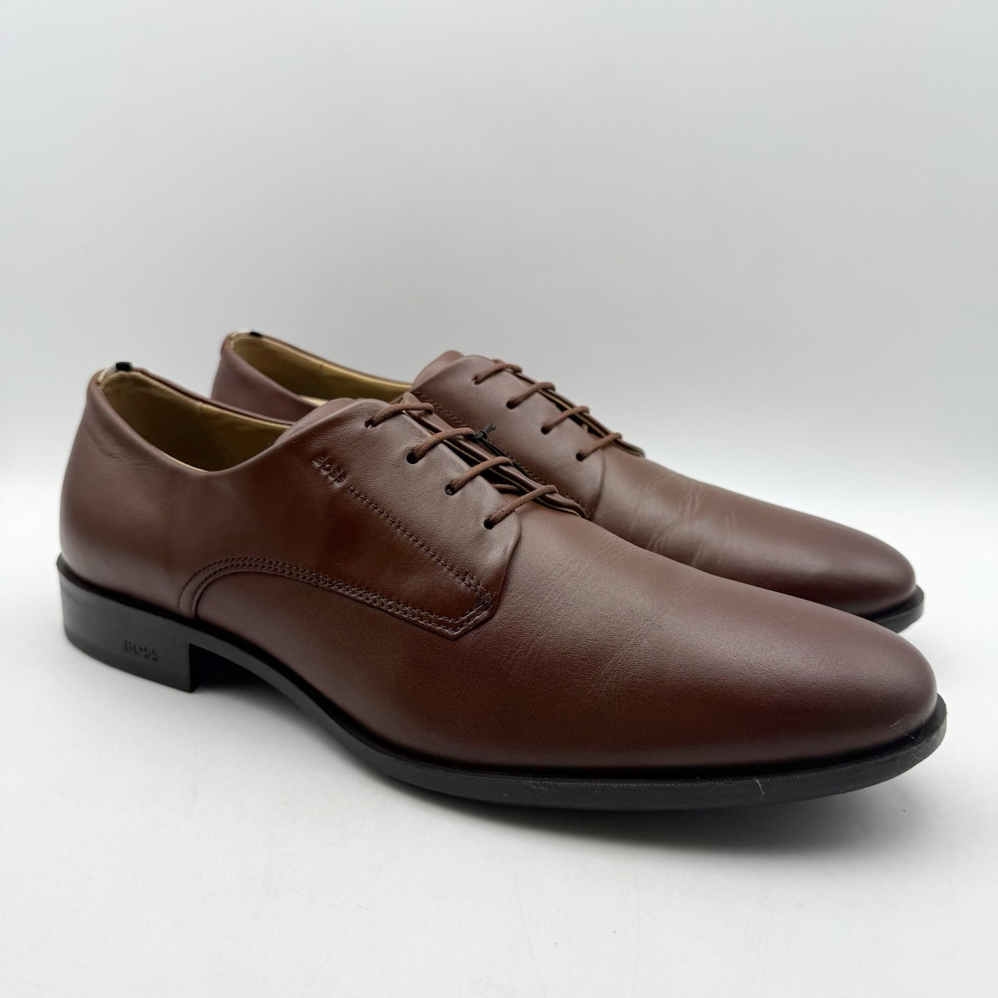 BOSS Mens Colby Derby Dress Shoes US 11 M EU 44 Brown Leather NIB