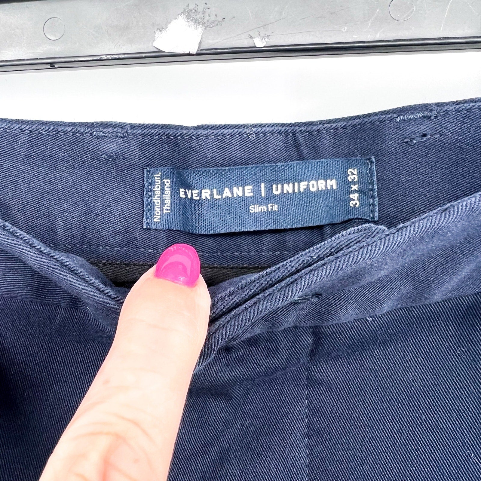 EVERLANE Men's Uniform Performance Chino 34x32 Navy Blue Slim Fit Pants NWT