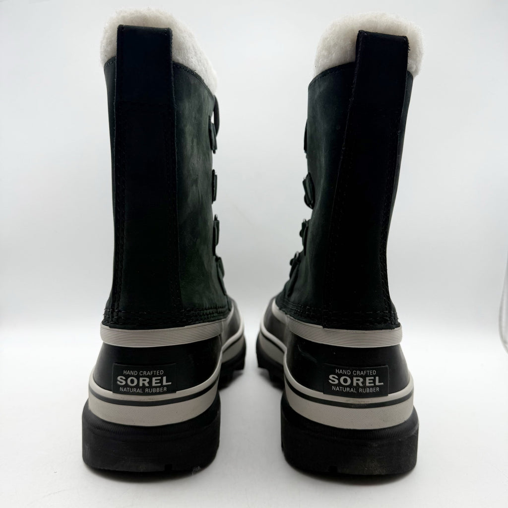 SOREL Womens Caribou Boots US 7.5 Black Stone Leather Insulated Waterproof NWOB