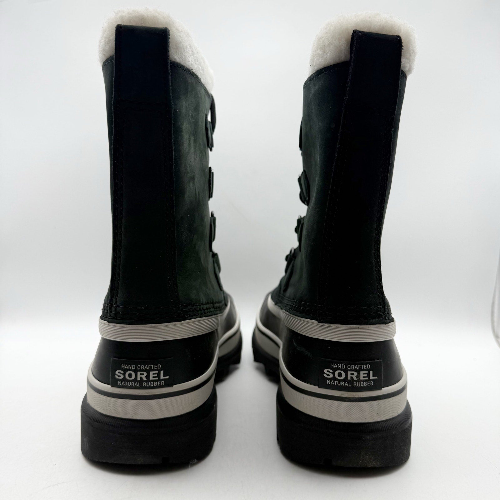 SOREL Womens Caribou Boots US 7.5 Black Stone Leather Insulated Waterproof NWOB