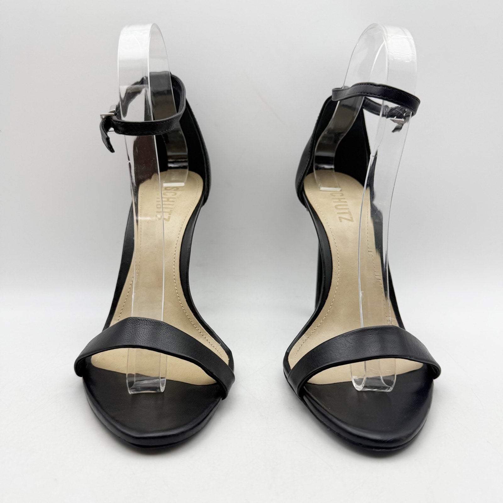 SCHUTZ Womens Cadey Lee Heeled Sandals US 8 B Black Leather NWOB