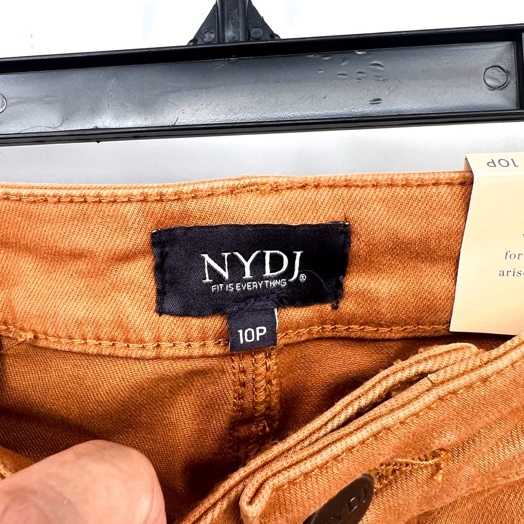 NYDJ Womens Margot Girlfriend Jeans Size 10 PETITE Rust Brown Straight Leg NWT