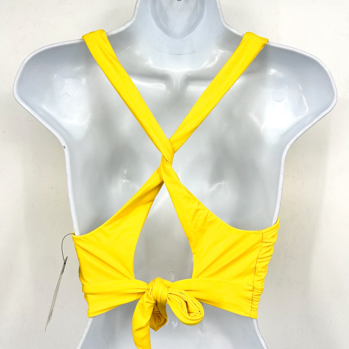 LAUREN RALPH LAUREN Twist X Back Bikini Top Size 4 Bright Yellow Beach Club NWOT