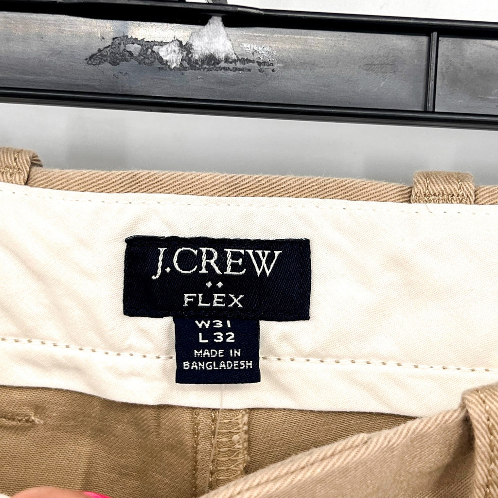 J.CREW Mens Straight-fit Flex Chino Pants 31x32 Khaki Flat Front H3186 NWT