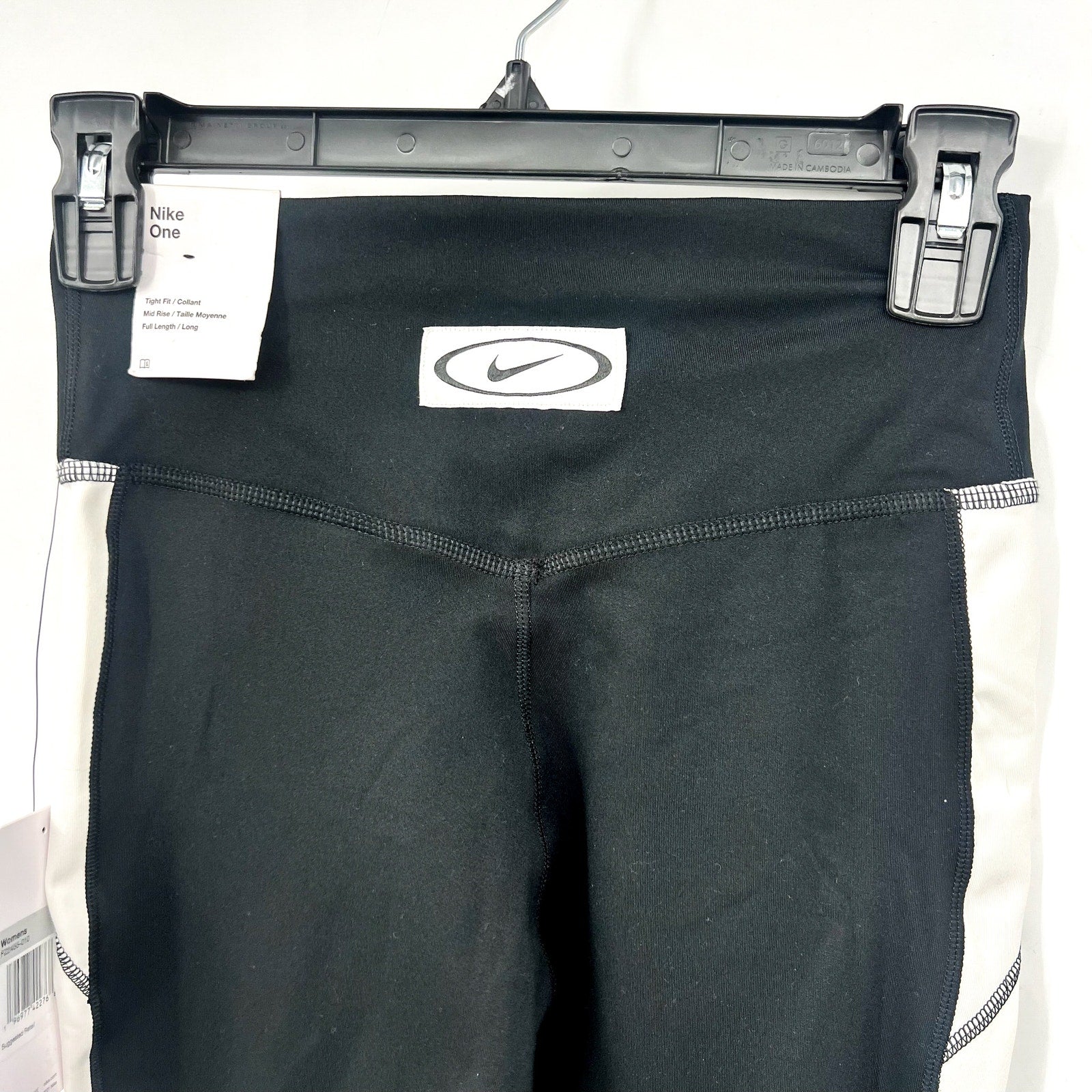 NIKE Women's One Full-length Leggings XS Black White Colorblock Mid-rise NWT