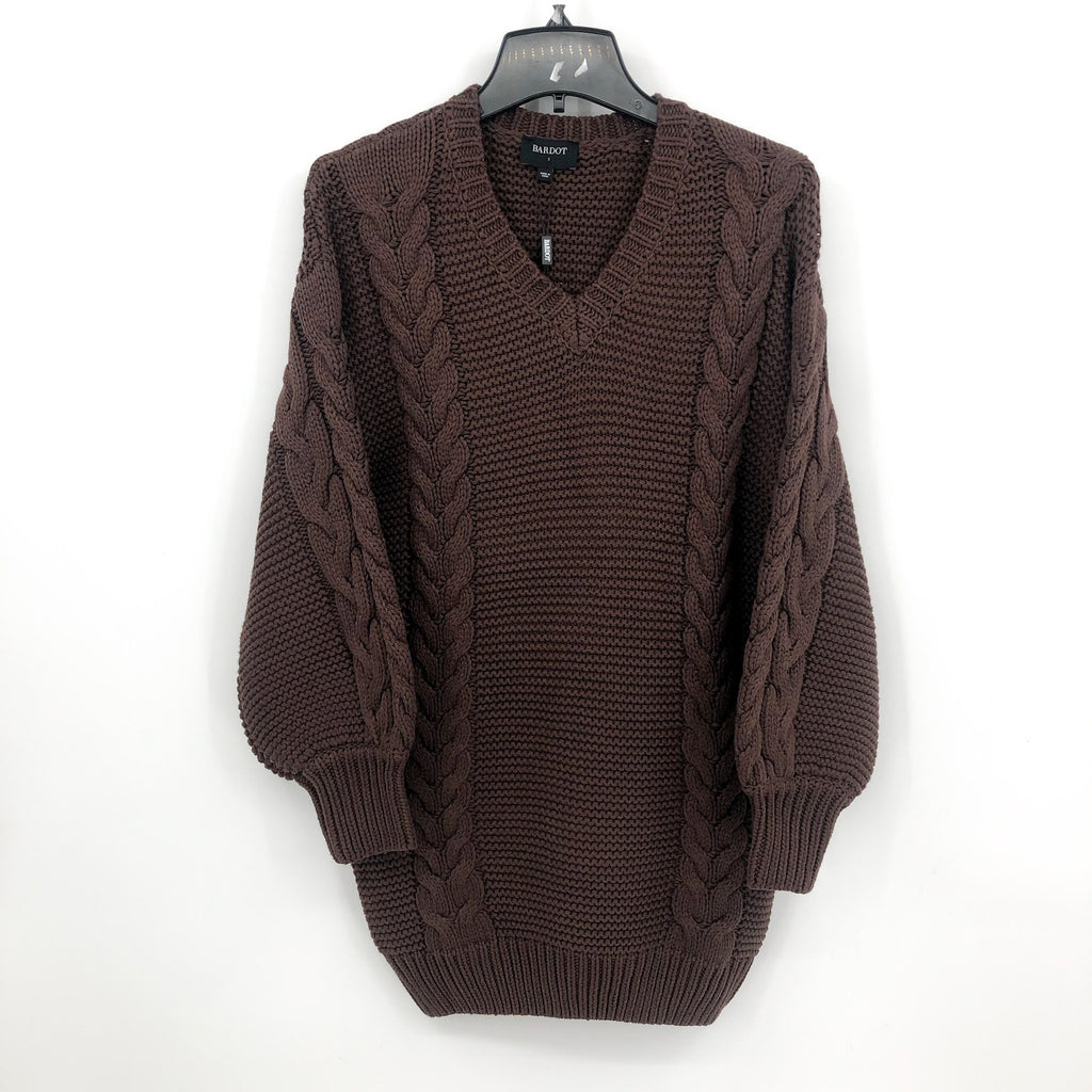 BARDOT Women's Bell Knit Sweater Dress Size 4 Small Chocolate Brown NWT