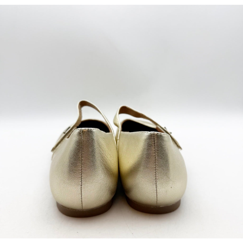Vionic Womens Alameda Mary Jane Flats US 7 EU 37 Gold Metallic Leather NIB