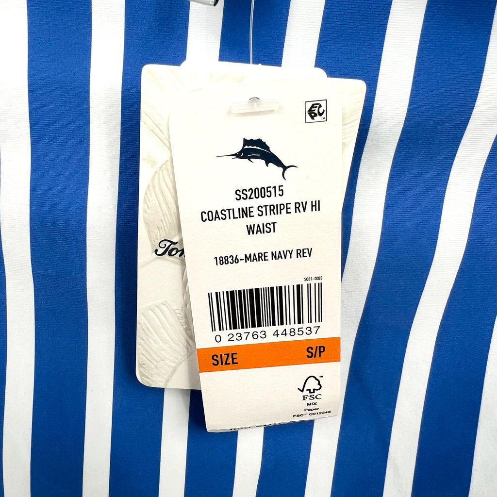 TOMMY BAHAMA Coastline Stripe Reversible Bikini Bottoms Small Blue White NWT