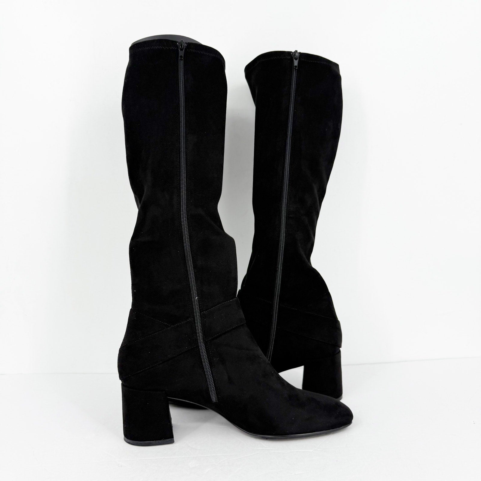 Vaneli Womens Sorina Tall Boots Size 11M Black Suede Slip On Flared Heel NIB