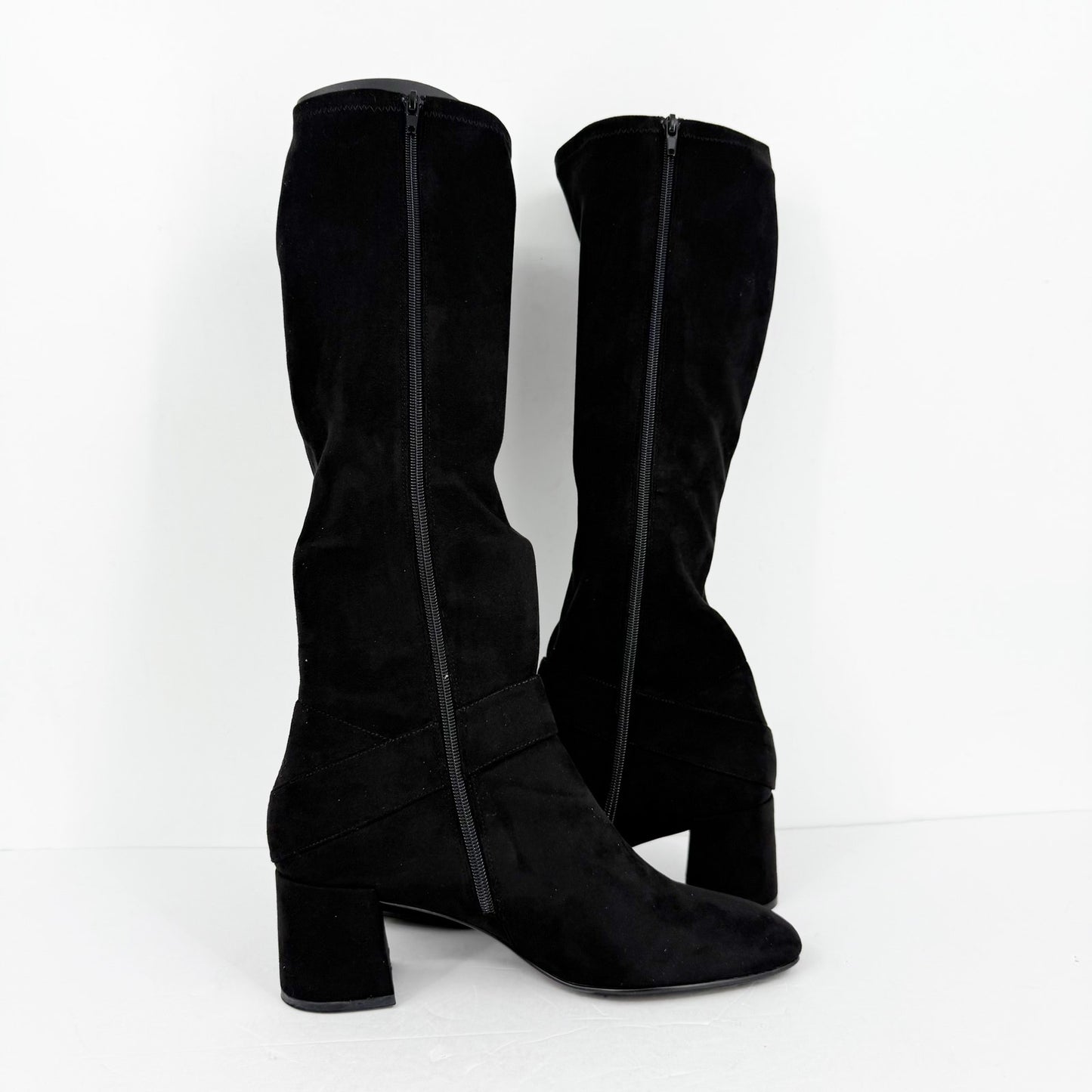 Vaneli Womens Sorina Tall Boots Size 11M Black Suede Slip On Flared Heel NIB