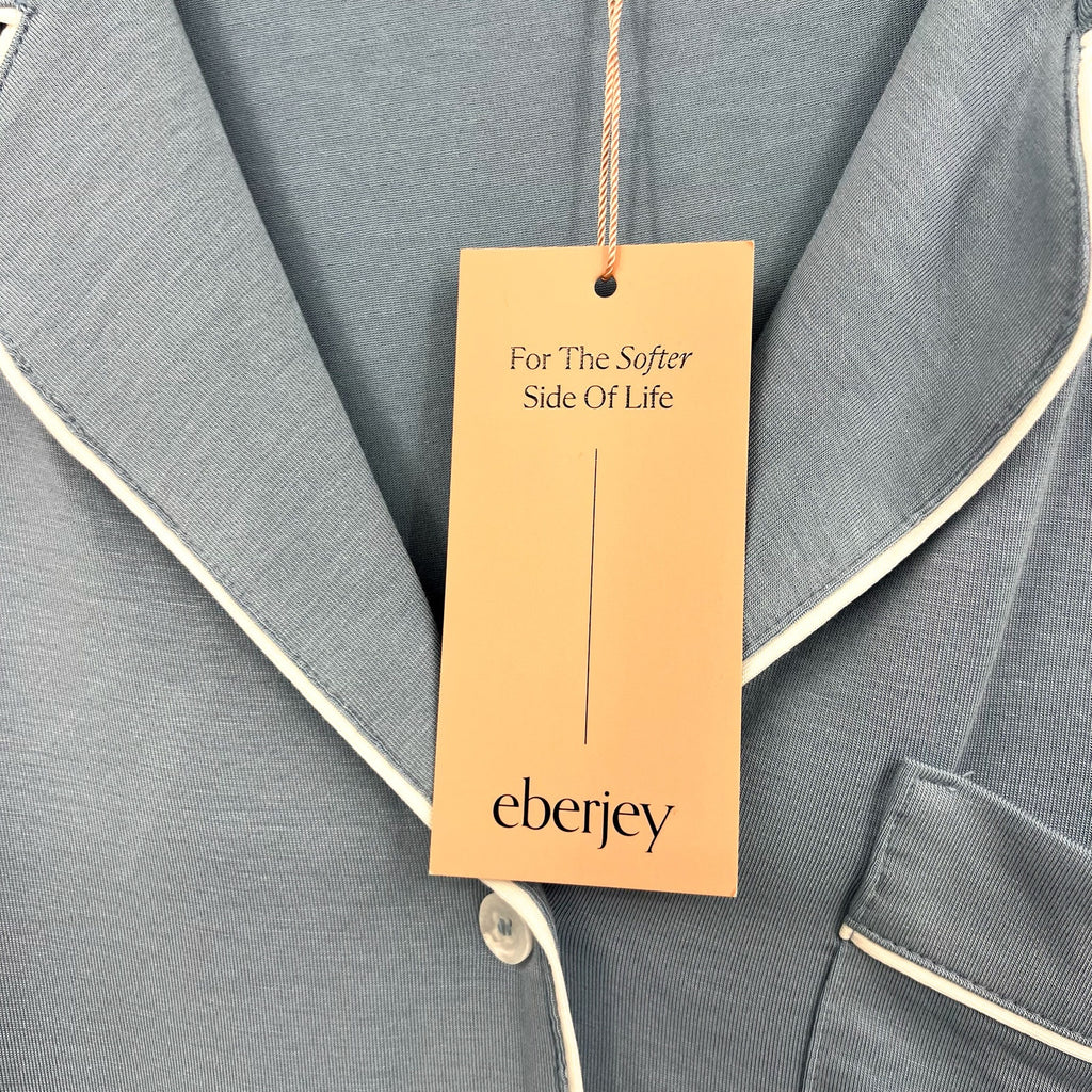 EBERJEY Gisele PJ Set Medium Light Blue Short Sleeve & Cropped Pant NWT