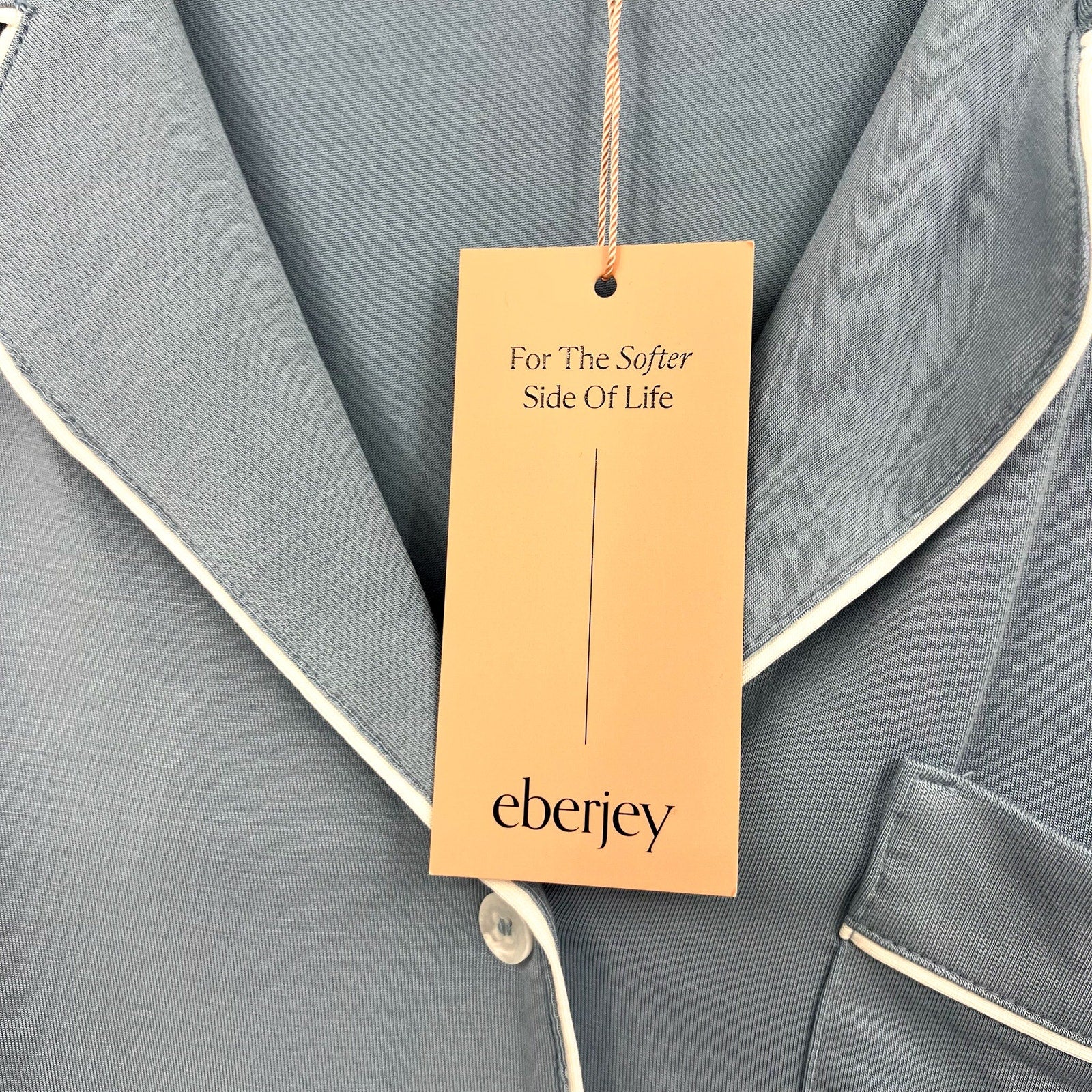 EBERJEY Gisele PJ Set Medium Light Blue Short Sleeve & Cropped Pant NWT