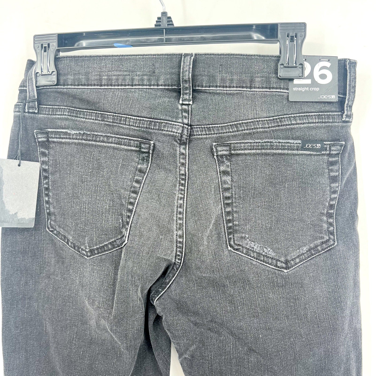 JOES JEANS Straight Crop Jeans Size 26 US 4 Black Wash Distressed Mid Rise NWT