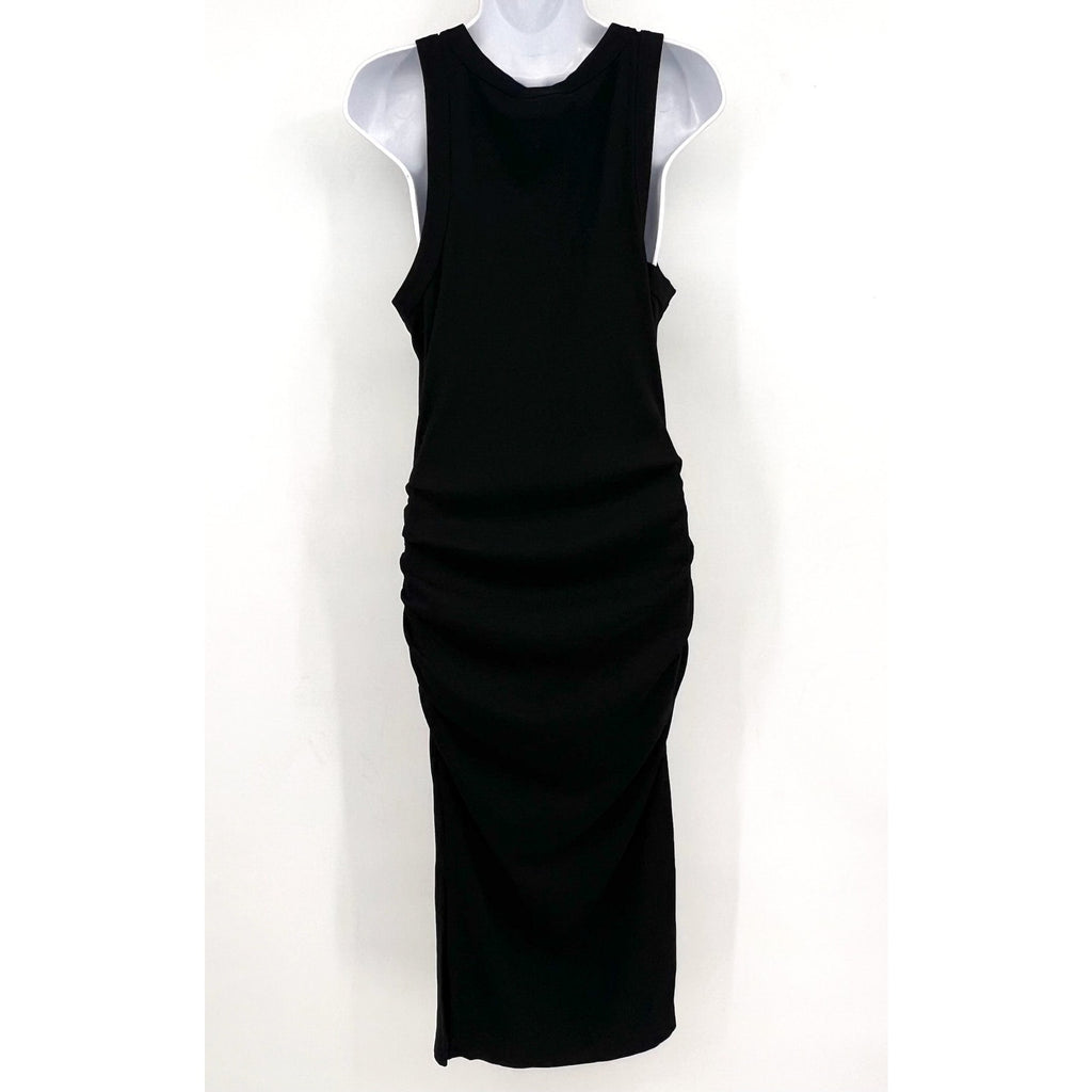 MICHAEL STARS Women's Wren Ribbed Midi Dress Large Black Stretch Sleeveless NWT