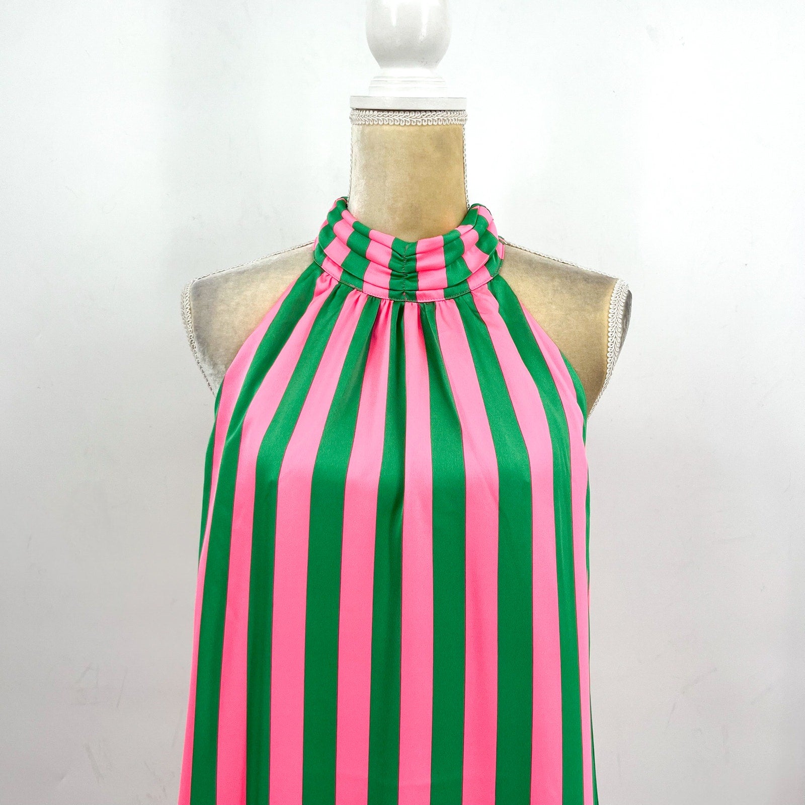 LILLY PULITZER Steph Halter Maxi Dress Size 6 Roxie Pink Green X Wide Stripe NWT