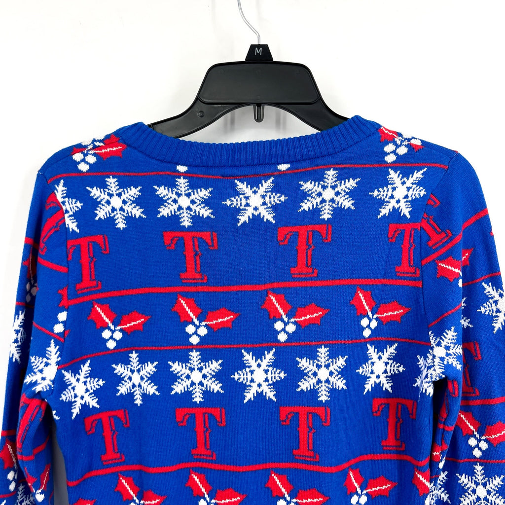 MLB GENUINE MERCHANDISE Texas Rangers T Snowflakes Sweater Small Royal Blue NWT