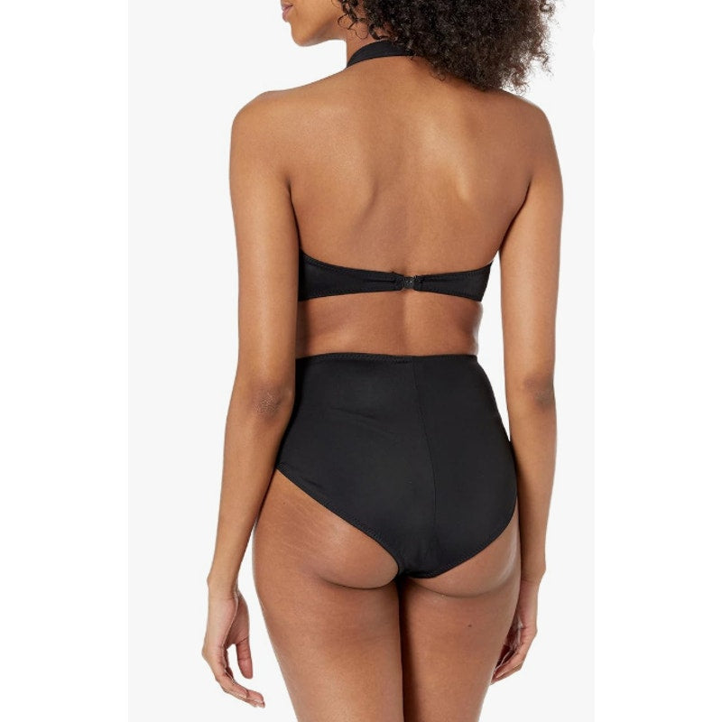 NORMA KAMALI Women's Halter Mio One Piece Swimsuit Medium Black Underwire NWT