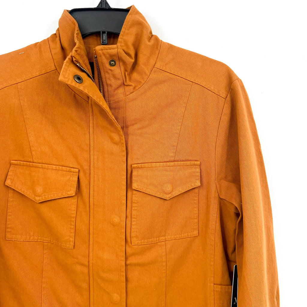MO-KA BY SANTA FE APPAREL Jacket Small Orange Snap Button 100% Cotton NWT